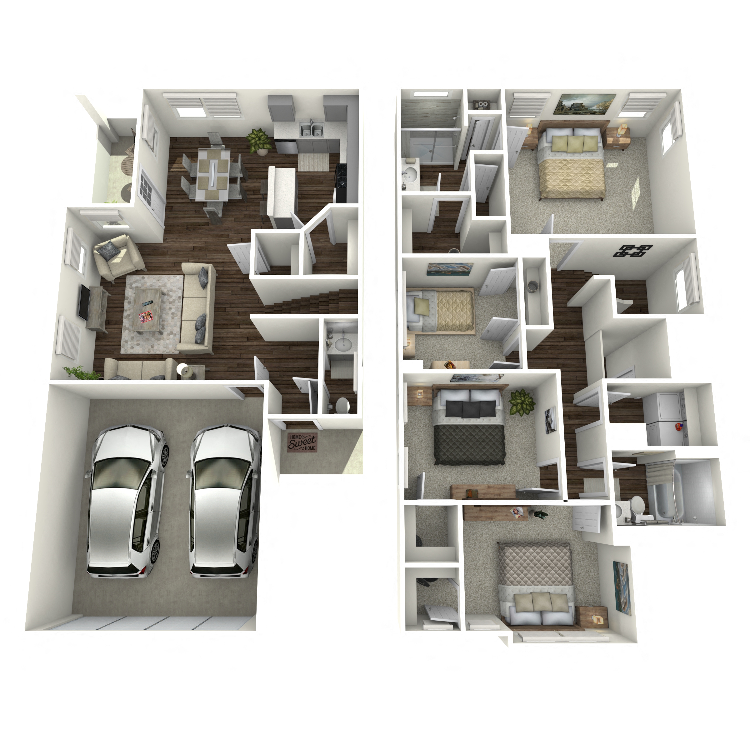 Floor plan for 4 beds, 2.5 baths, 1882 sqft